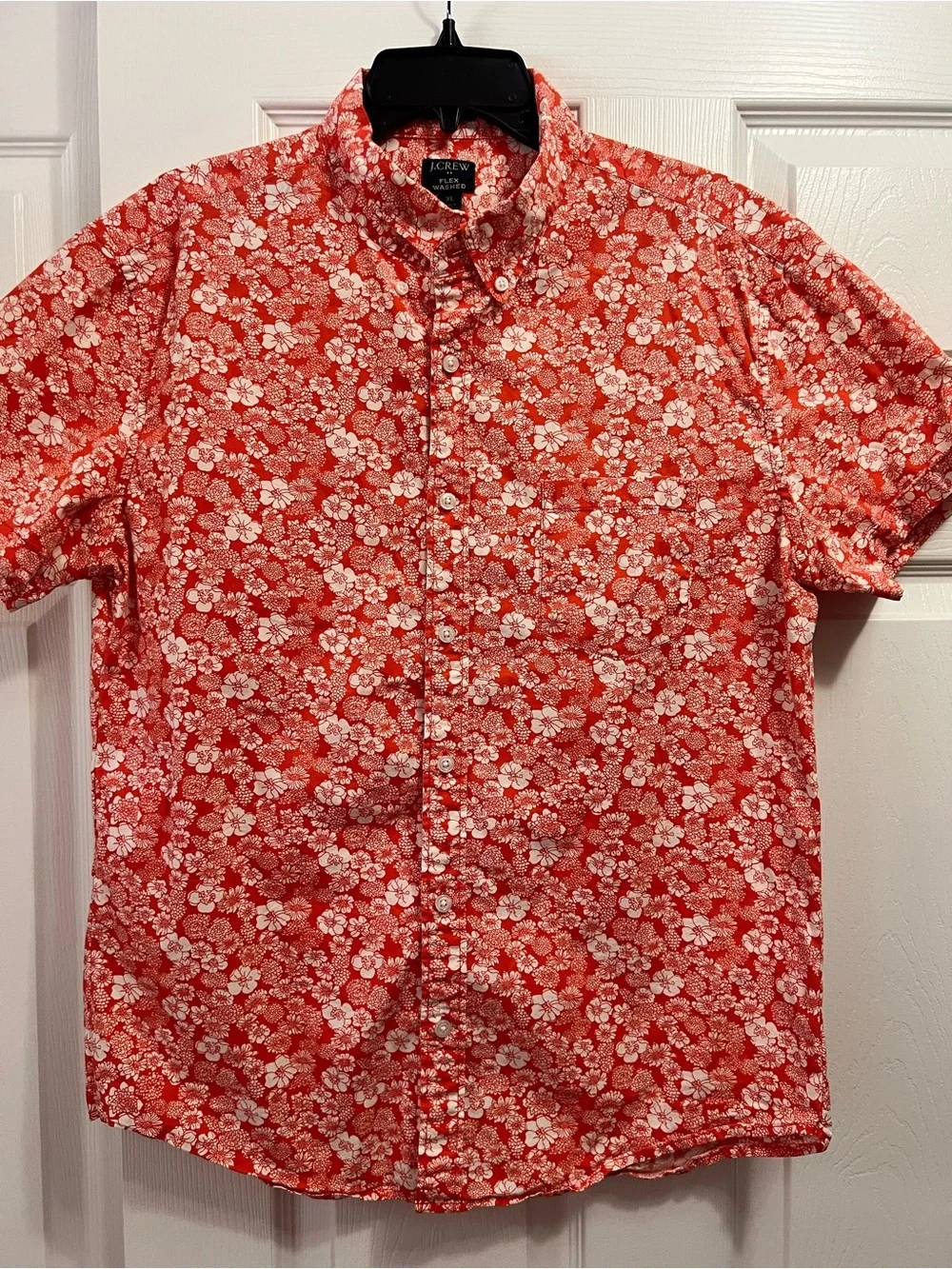 J. Crew Coral Floral Short-Sleeve Button-Down Shirt